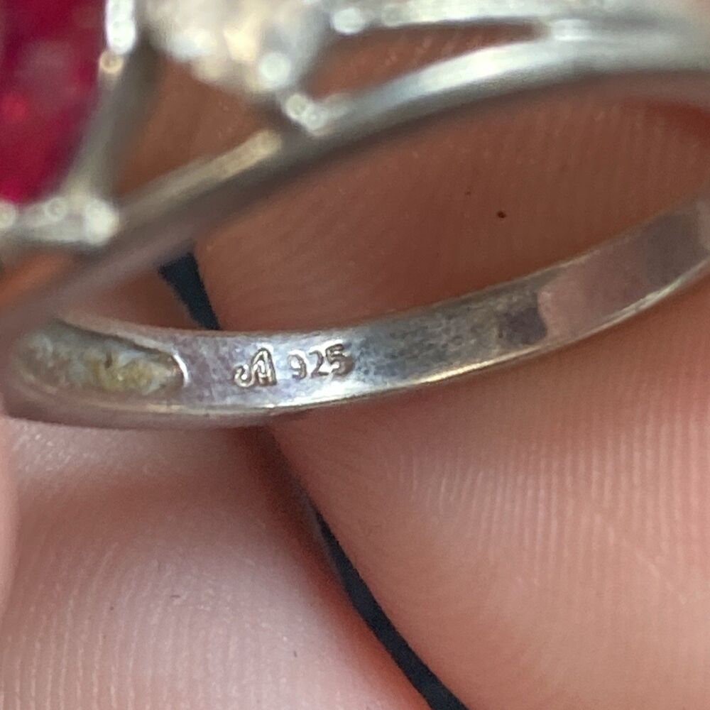 Lab Created Ruby And White Sapphire 3 Heart Sterl… - image 4